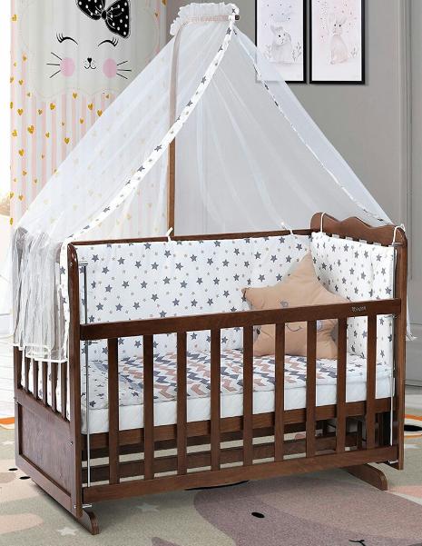 Walnut Wooden Crib Bedstead